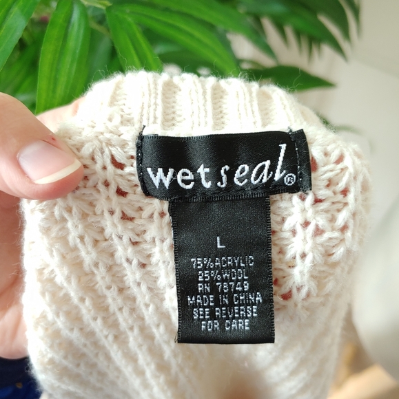 Wet Seal Sweater Cardigan Button Up Cream Large - Picture 8 of 8